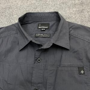Black Diamond Shirt Mens Medium Gray Short Sleeve Button Down Outdoor Climbing